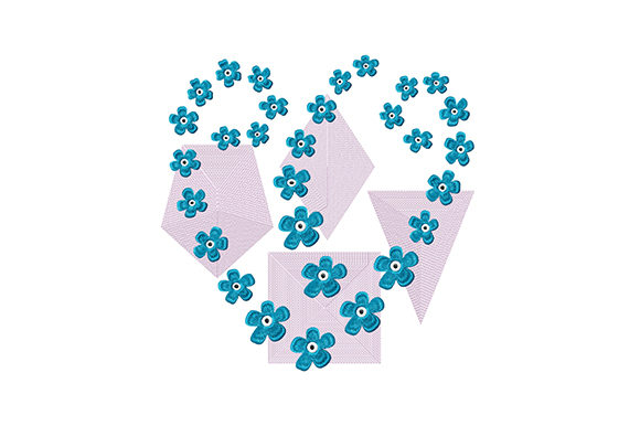 Charming Blue Flowers and Geometric Shapes Design