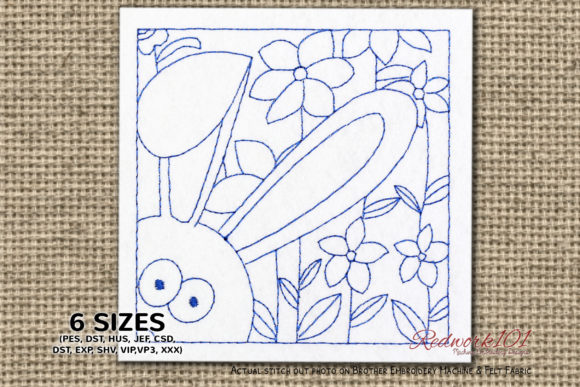 Easter Bunny Peek Bluework: A Charming Embroidery Design