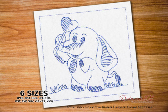Elephant Holding Love: A Charming Valentine's Embroidery