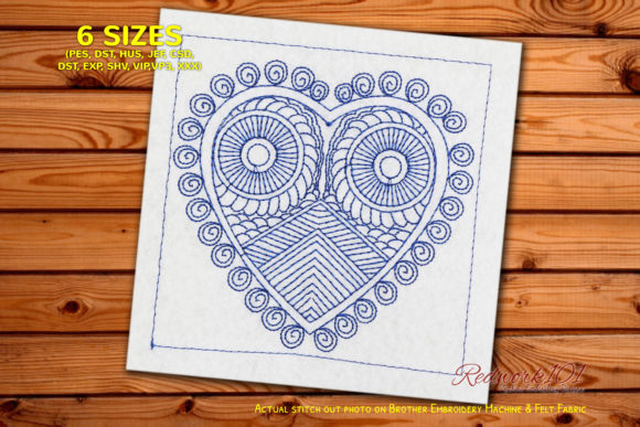 Heart Shape Mandala Owl Redwork Review