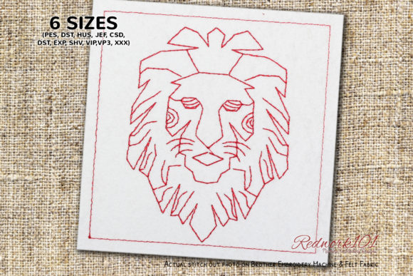 Leo Lion Zodiac Sign Redwork: A Premium Embroidery Design