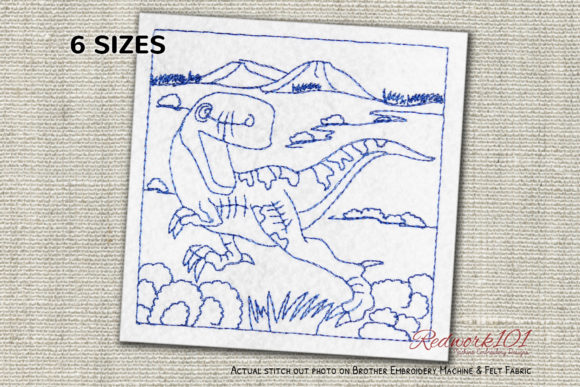Velociraptor Walking on Grass Redwork Review